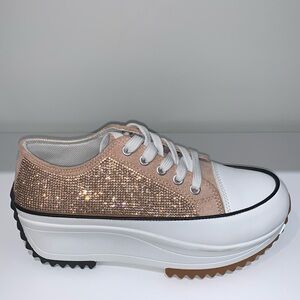 ROSE GOLD RHINESTONE LOW TOP SNEAKERS